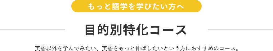 英語以外を学んでみたい、英語をもっと伸ばしたいという方におすすめのコース